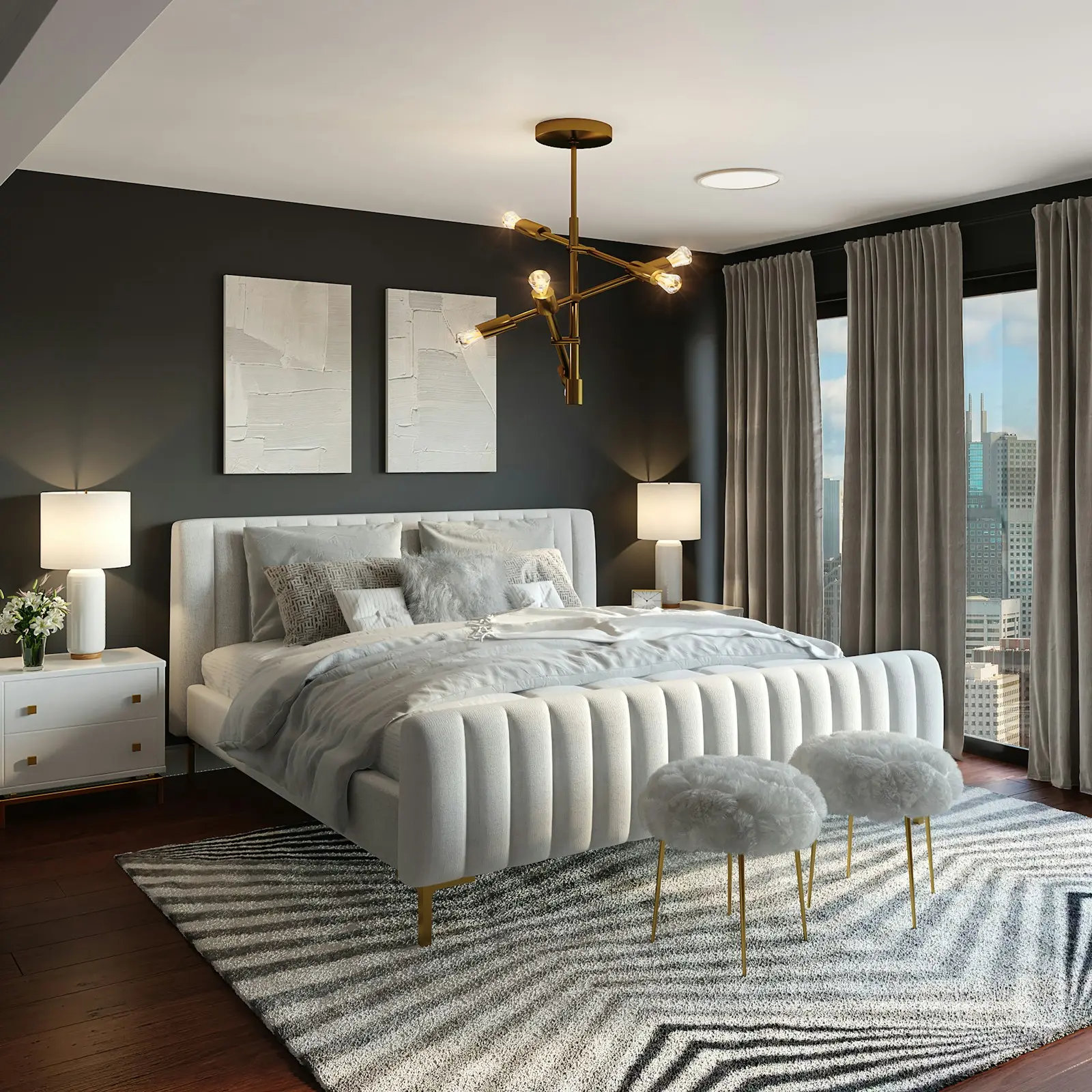 Calm modern bedroom interior